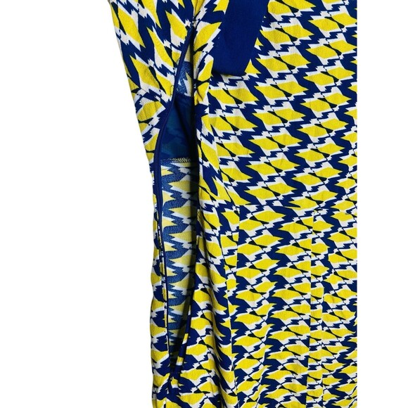 Anthropologie Maeve Dress Size 4 Mirabilis Kimono Sleeve Yellow Blue Geometric - Picture 9 of 16